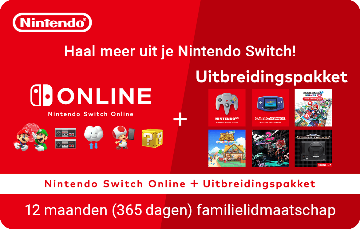 Nintendo Switch Online + Uitbreidingspakket (Familielidmaatschap) 69.99