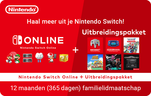 Nintendo Switch Online + Uitbreidingspakket (Familielidmaatschap) 69.99
